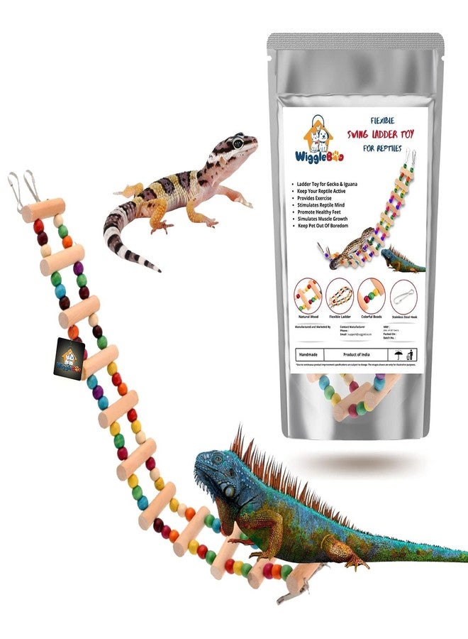 WiggleBoo لعبة قفص ويغل بو المرنة على شكل سلم للحيوانات الأليفة | للزواحف - الإغوانا، والوزغة، والسحالي | للعب والتسلق والمضغ | 48 سم - Image 1